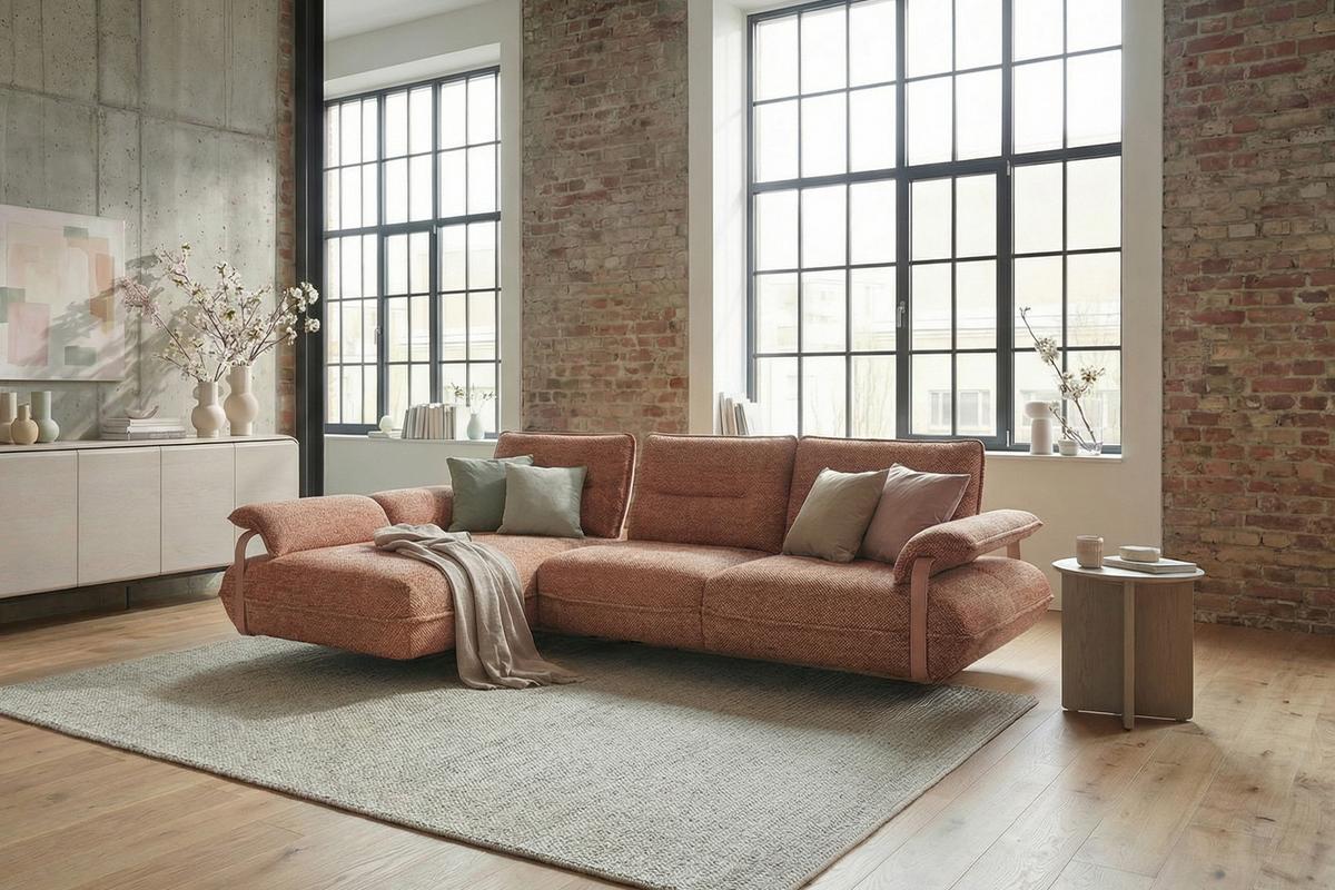 ECKSOFA ANISSA Braun Flachgewebe - Schwarz/Braun, Kunststoff/Textil (297/185cm) - KAWOLA