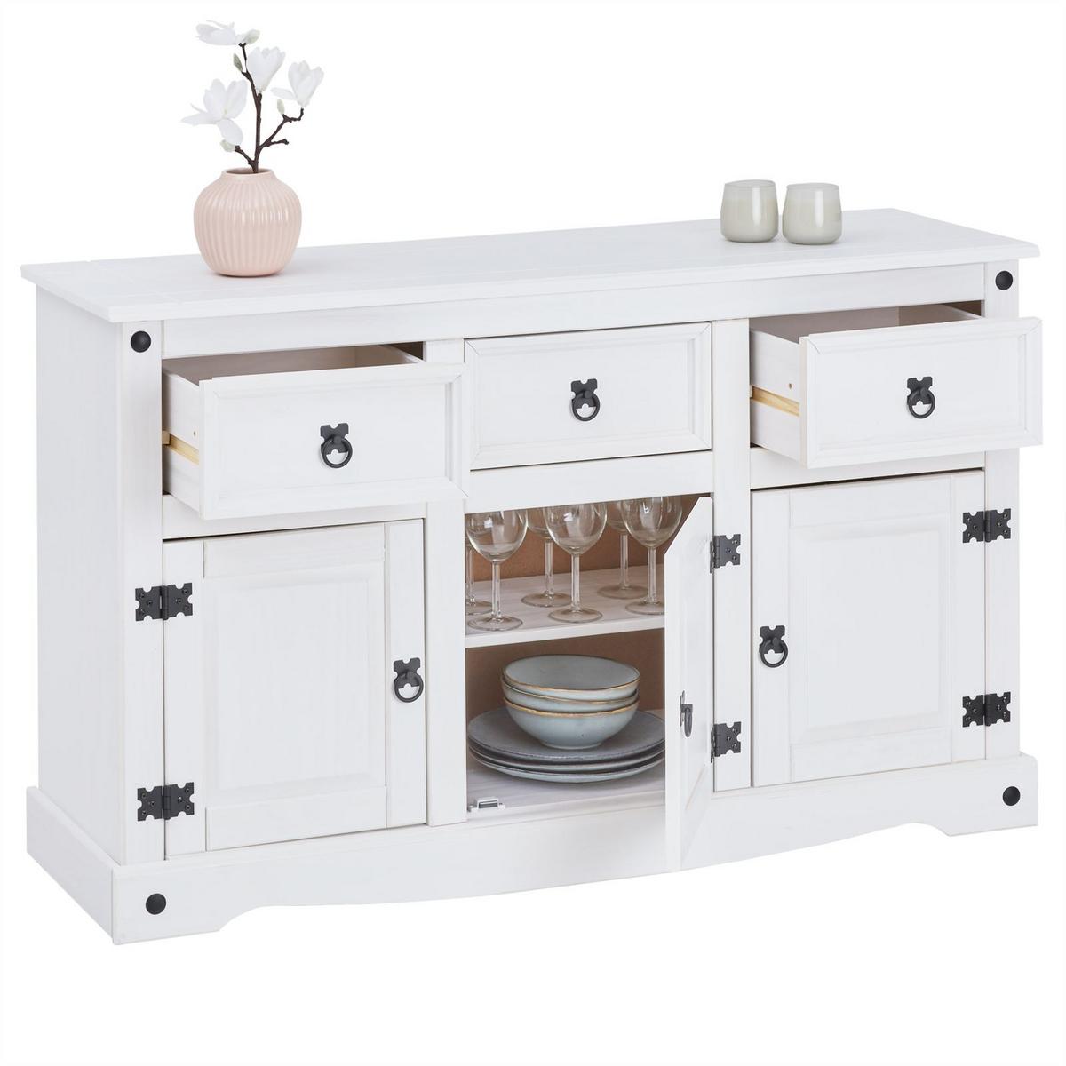SIDEBOARD RURAL weiß - Weiß, Holz (124/76/40cm) - CARO-Möbel