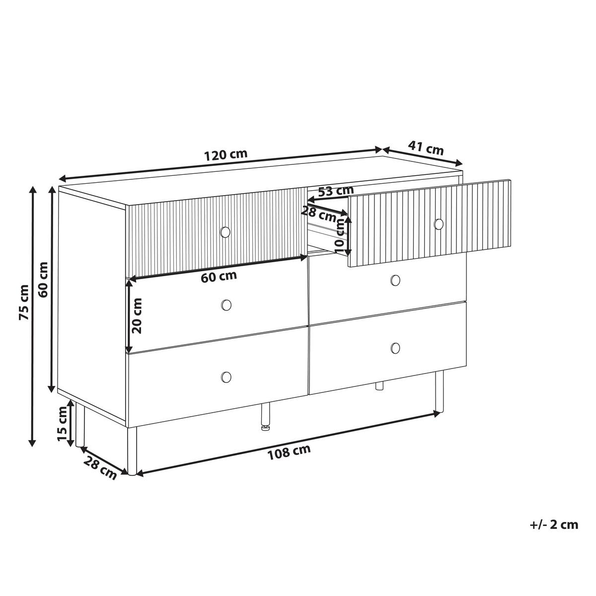 KOMMODE mit 6 Schubladen Schwarz Coventry - Schwarz, Holzwerkstoff (120/75/41cm) - Beliani