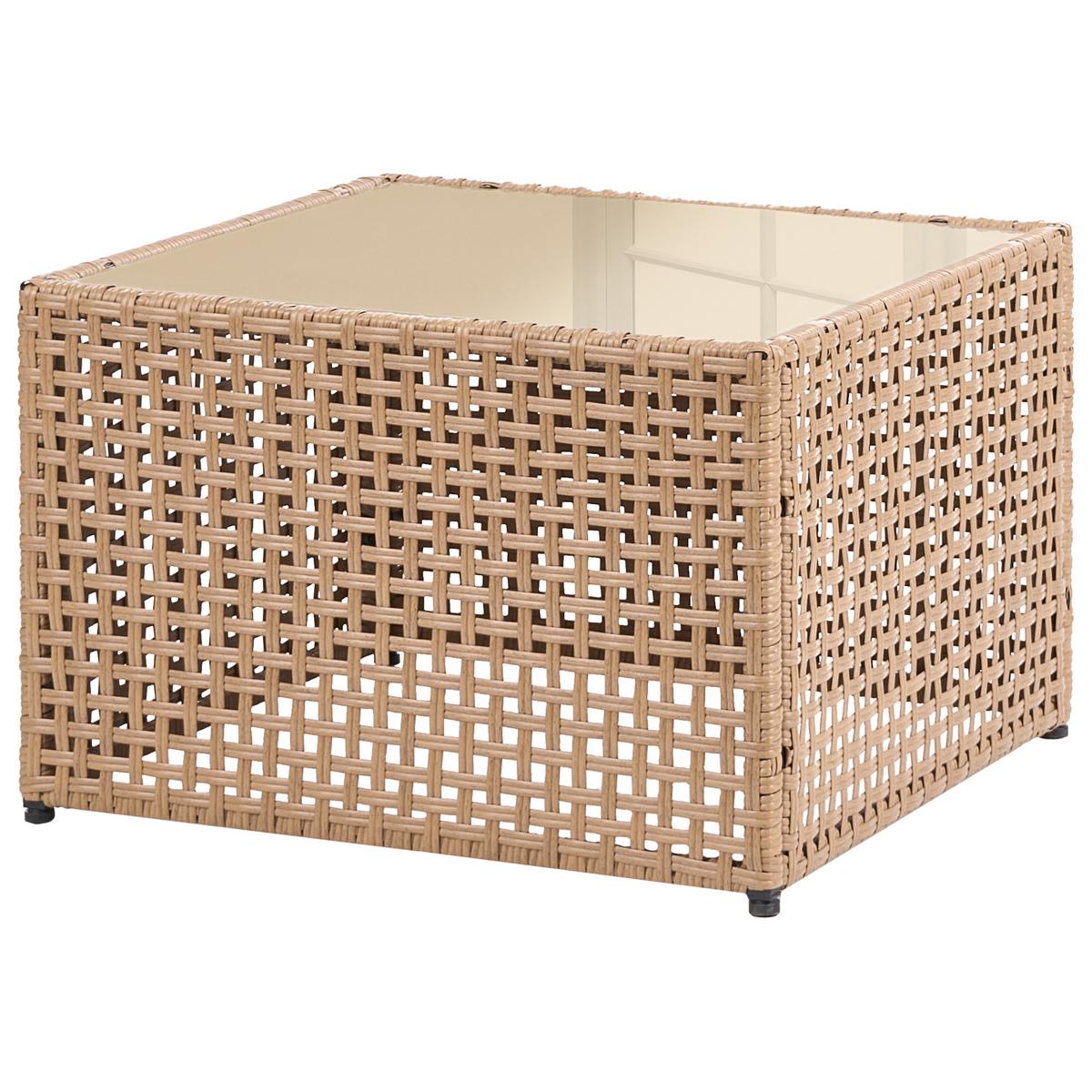 GARTENSOFA in U-Form 6-Sitzer modular Polyrattan Hellbeige Omegana - Beige/Schwarz, Kunststoff (276/80/138cm) - Beliani
