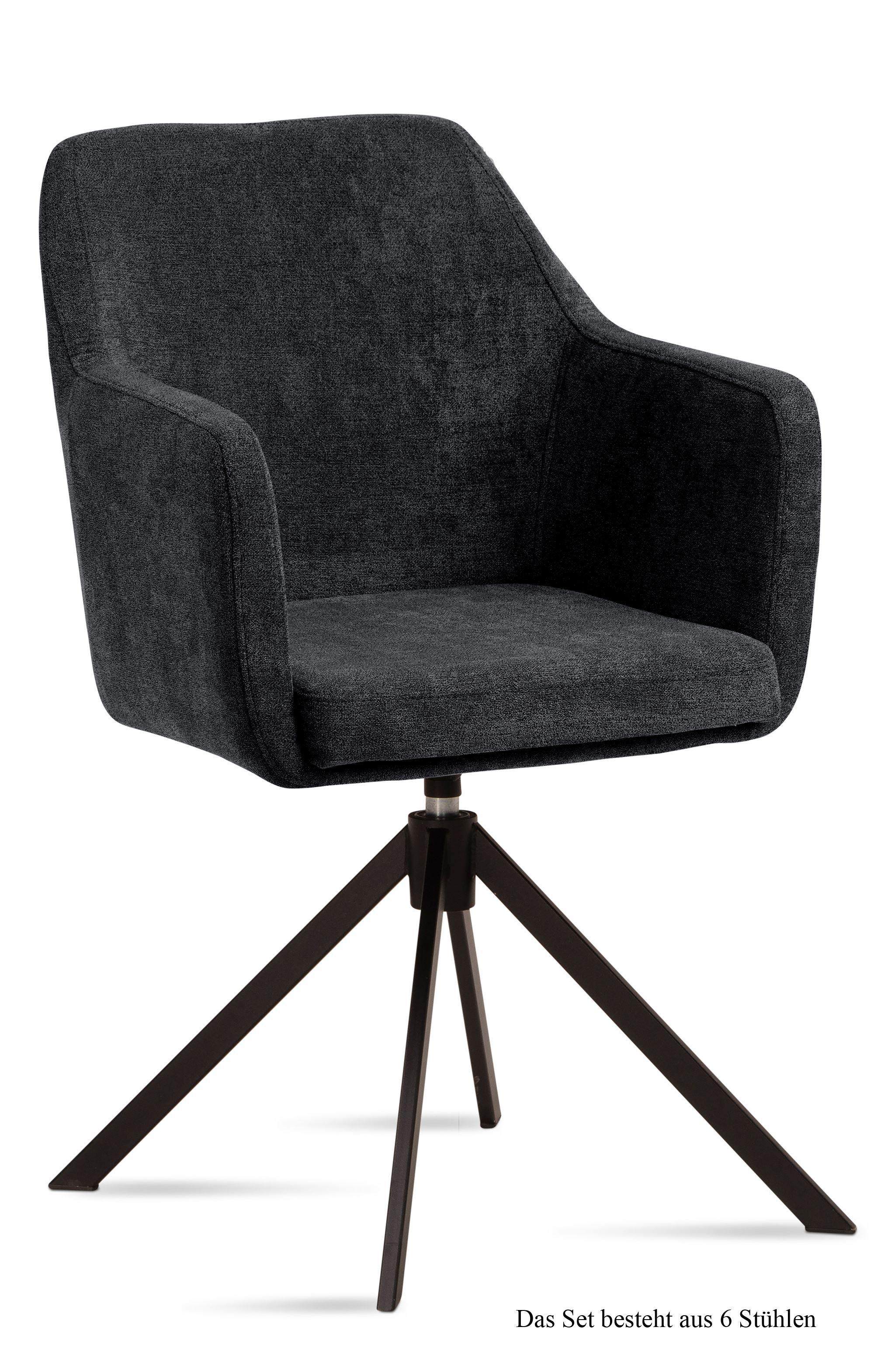 ARMLEHNSTUHL drehbar (6er-Set) Denice 57x87x60 Schwarz/Anthrazit - Anthrazit/Schwarz, Kunststoff (60/87/57cm) - 58aufmkessel