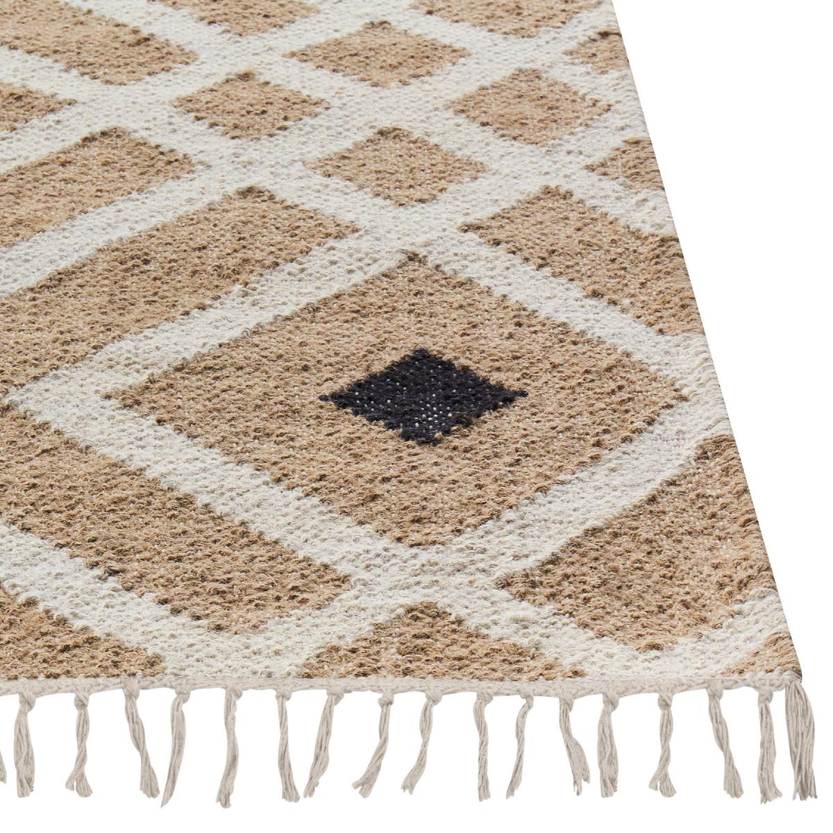 TEPPICH geflochten Beige 200/300 cm Esencik - Beige/Schwarz, Naturmaterialien (200/300cm) - Beliani