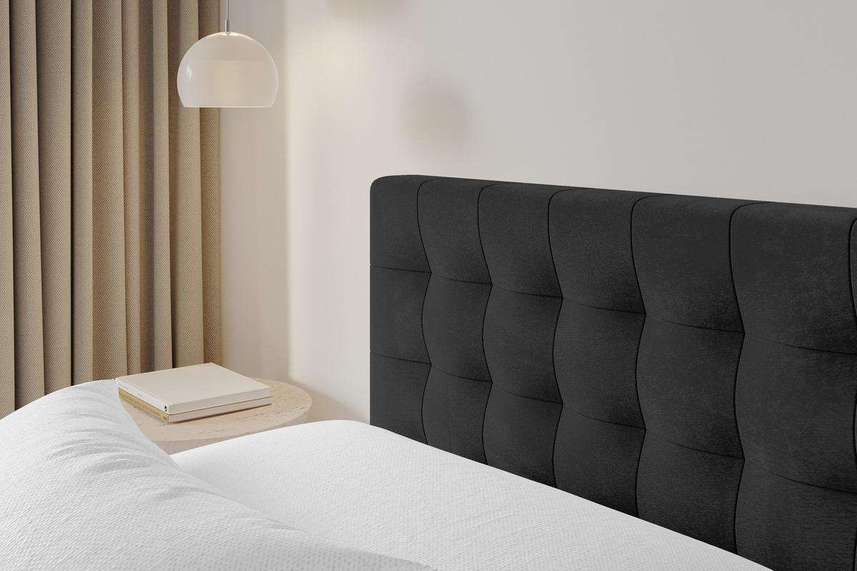 POLSTERBETT mit Bettkasten und Lattenrost, Boxbett ohne Matratze - PARI 140x200 Schwarz - Schwarz, Holzwerkstoff/Textil (140/200cm) - ALTDECOR