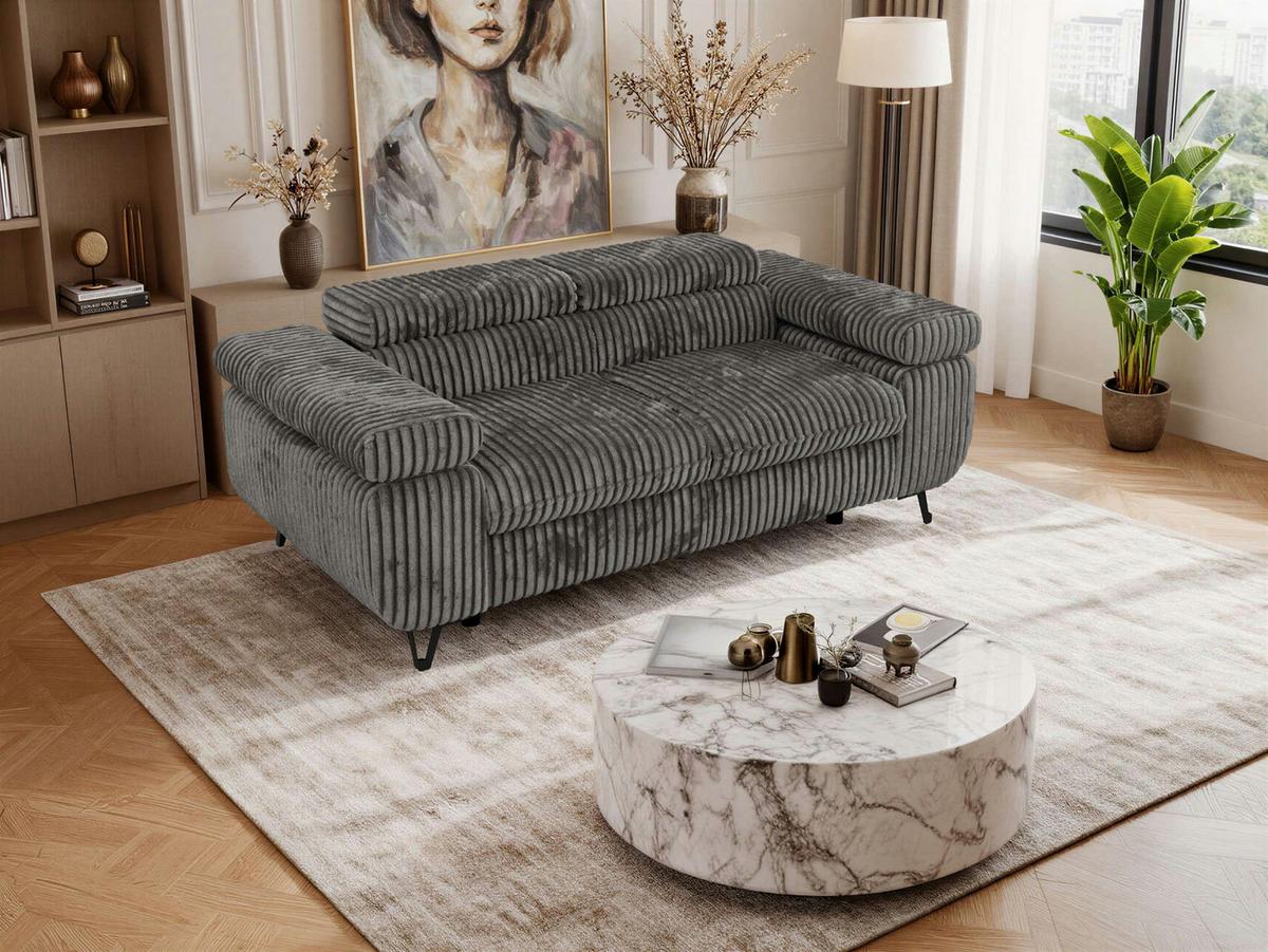2-SITZER SOFA PETER - Grau Cord - Schwarz/Grau, Textil/Metall (200/76/99cm) - MKS