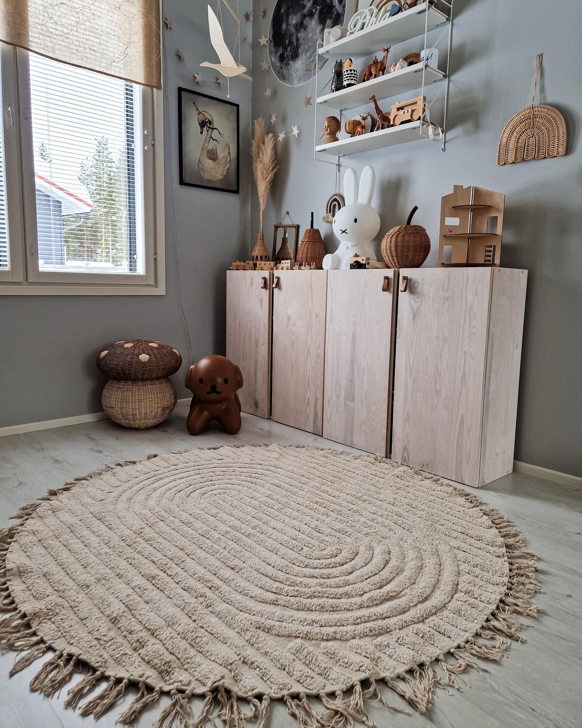 TEPPICH geflochten Halfeti 140/140 cm - Beige, Textil (140/140cm) - Beliani