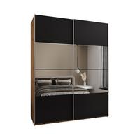 SCHWEBETÜRENSCHRANK 245,5/190/64 2-türig - Silberfarben/Schwarz, Holz/Metall (190/245/64cm) - Abiks Möbel