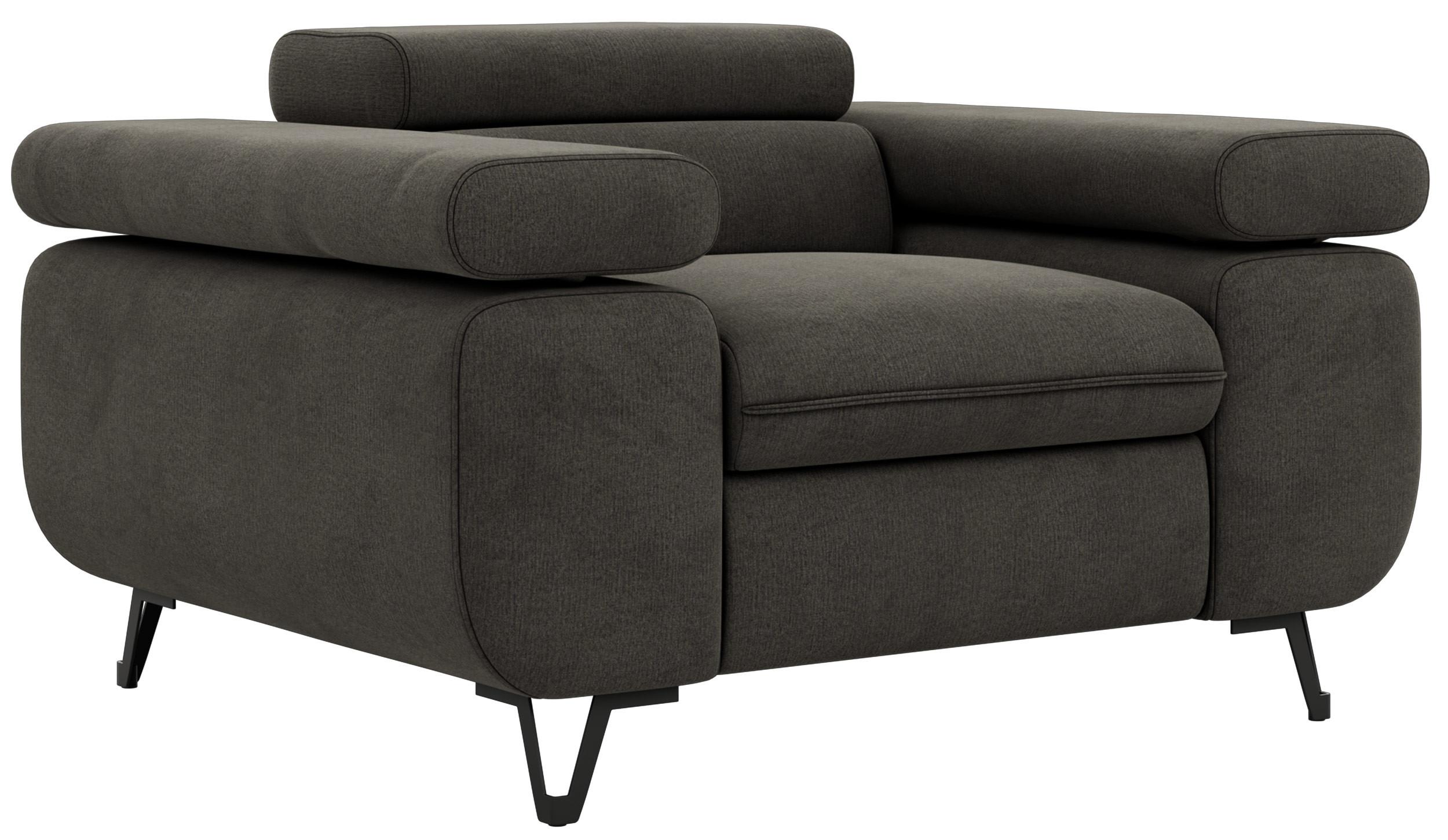 SESSEL PETER 1 - Dunkelgrau Velvet - Dunkelgrau/Schwarz, Textil/Metall (126/76/99cm) - MKS