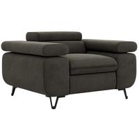 SESSEL PETER 1 - Dunkelgrau Velvet - Dunkelgrau/Schwarz, Textil/Metall (126/76/99cm) - MKS