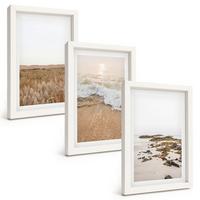 BILDER SET 3er Set - 20x30 cm Weißer Rahmen - Strandwellen, Steine, Sommer - Weiß, Kunststoff (20/30cm) - TULUP