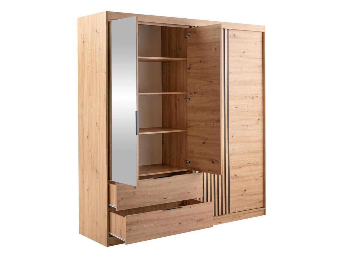 KLEIDERSCHRANK Majorka 203 - Schwarz/Eiche Artisan, Holzwerkstoff/Kunststoff (203/213/60cm) - MIRJAN24