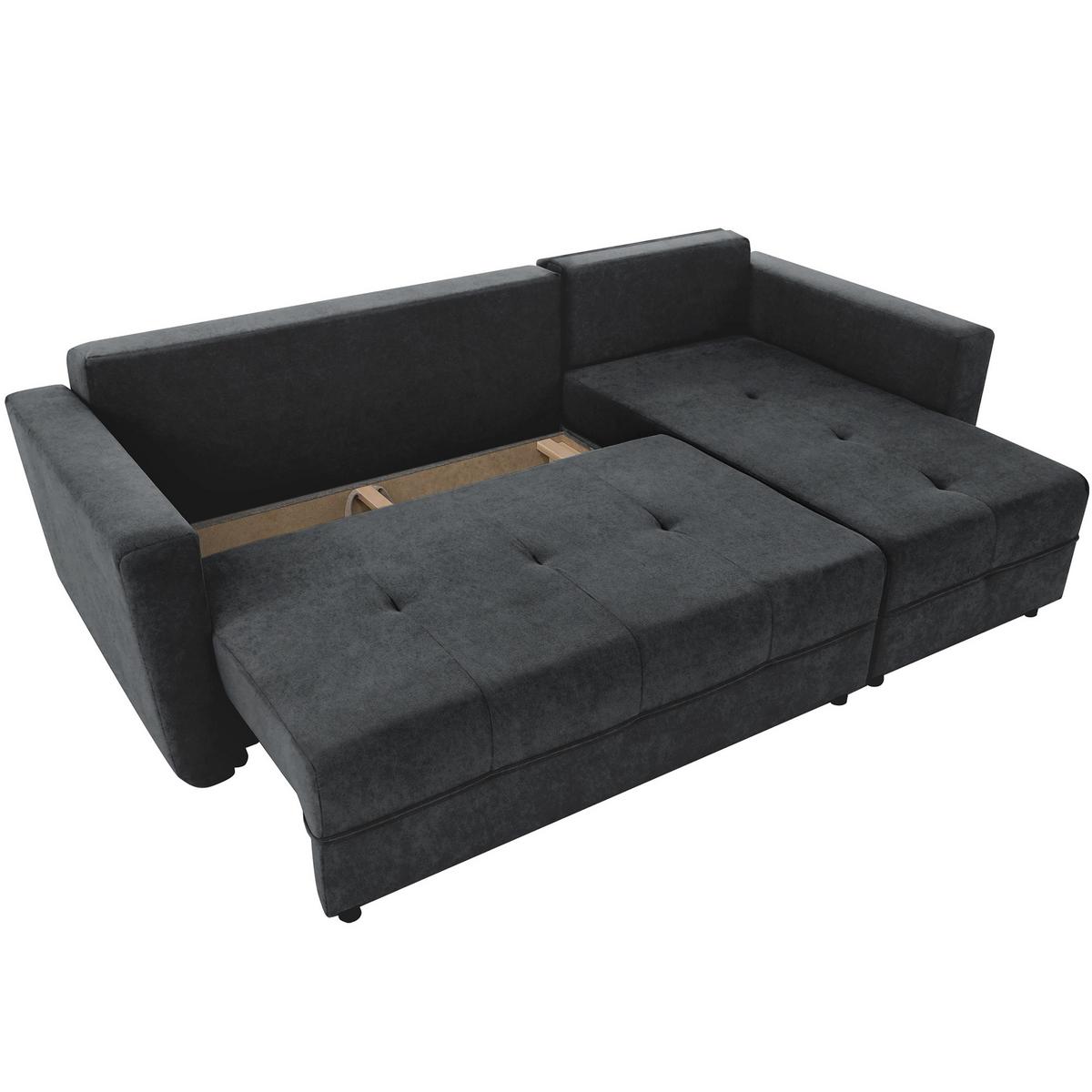 ECKSCHLAFSOFA Verona mit Bettkasten und universeller Ottomane 240 cm, Dunkelgrau - Dunkelgrau, Textil (240/148cm) - Beautysofa
