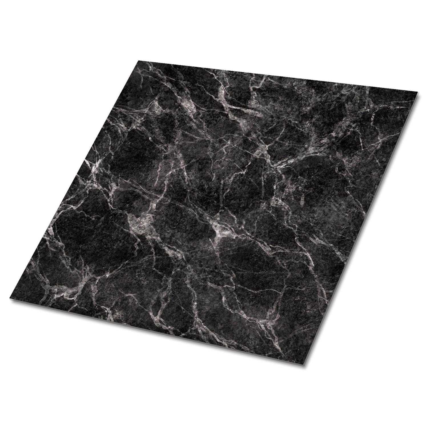 FLIESENAUFKLEBER 9 Stück 30x30 cm selbstklebend Dunkler Marmor - Schwarz, Textil (30/1.6/30cm) - TULUP
