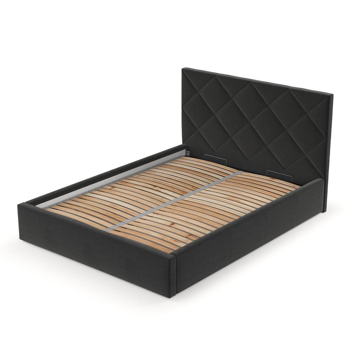 POLSTERBETT Torno 140/200 cm Schwarz im Asti Stoff - Schwarz/Naturfarben, Holz/Holzwerkstoff (140/200cm) - AltaBeds