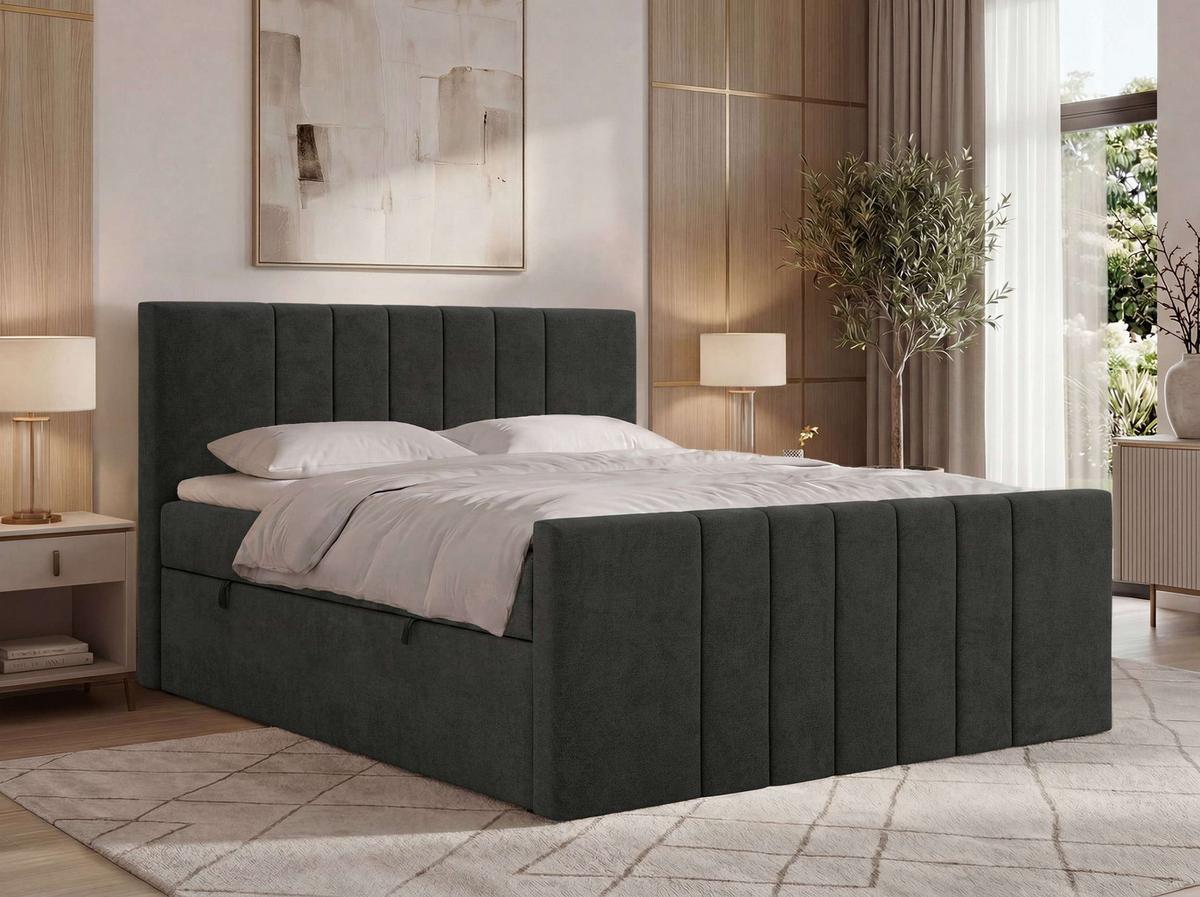 BOXBETT INERO DUO 200/200 - Dunkelgrau Stukture - Topper T25 - H3 - Dunkelgrau/Schwarz, Kunststoff/Textil (200/200cm) - MKS