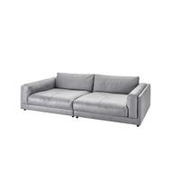 BIG SOFA RAINA Grau Leder - Schwarz/Grau, Leder/Kunststoff (254/85/150cm) - KAWOLA