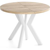 ESSTISCH Savio Weiß rund ausziehbar verlängerbar, Eiche Sonoma Hellbraun 90-190/90/77 cm - Weiß/Sonoma Eiche, Holz/Holzwerkstoff (90/190/77cm) - WFL GROUP