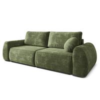 BETTSOFA ZEFEO Grün Chenille-Stoff mit Schlaffunktion - Grün, Textil (264/96/106cm) - MASSENO