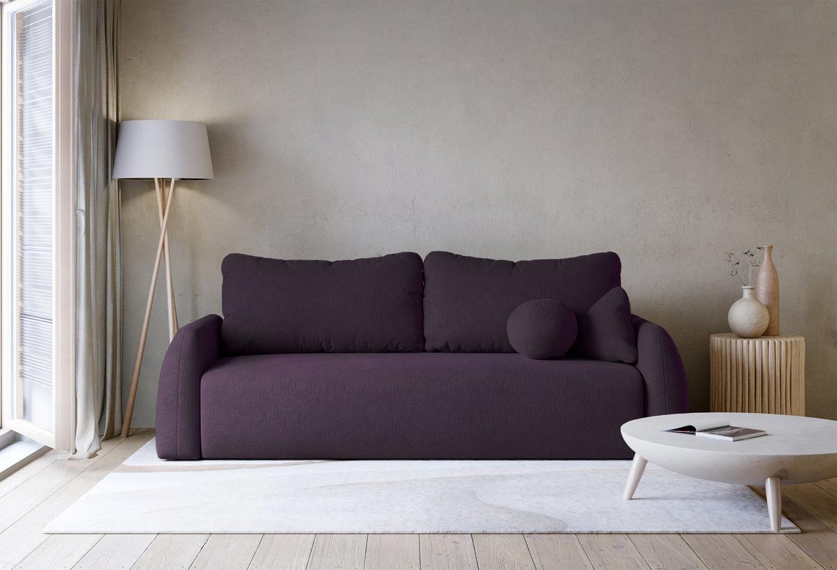 3-SITZER SOFA Nubelle violett Chenille-Bezug, wasserabweisend - Lila/Schwarz, Kunststoff/Textil (244/85/93cm) - Selsey
