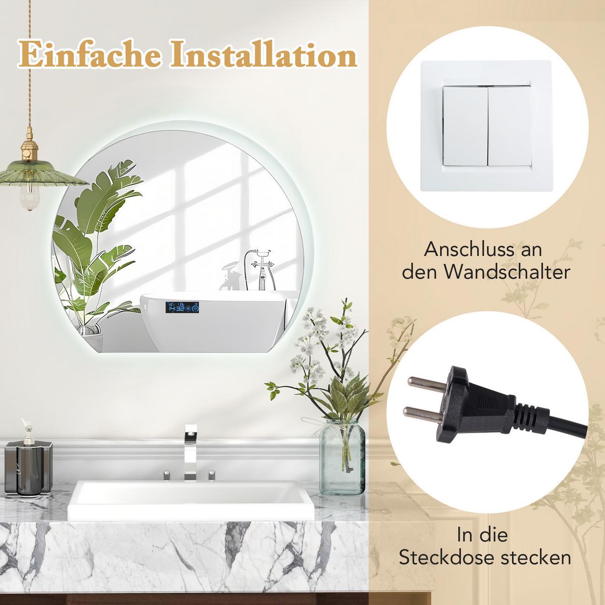 BADEZIMMERSPIEGEL Silber - Silberfarben, Glas (60/3/53cm) - COSTWAY