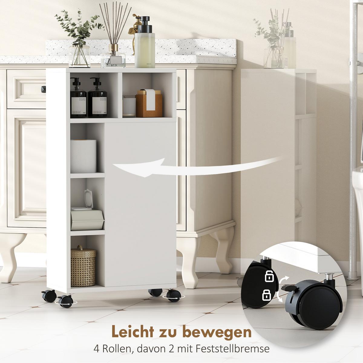BADEZIMMERSCHRANK Spanplatte Weiß - Weiß, Holzwerkstoff (20/80/40cm) - HOMCOM