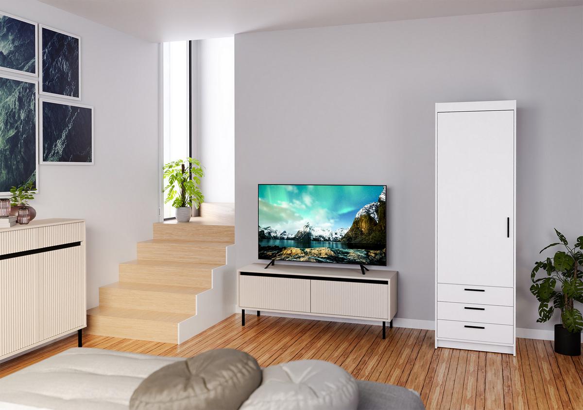 KLEIDERSCHRANK Storicos Weiß 59,9/190,5/53 cm - 1T3S Modern mit Schubladen - Weiß, Holzwerkstoff/Kunststoff (59.9/190.5/53cm) - AX Living