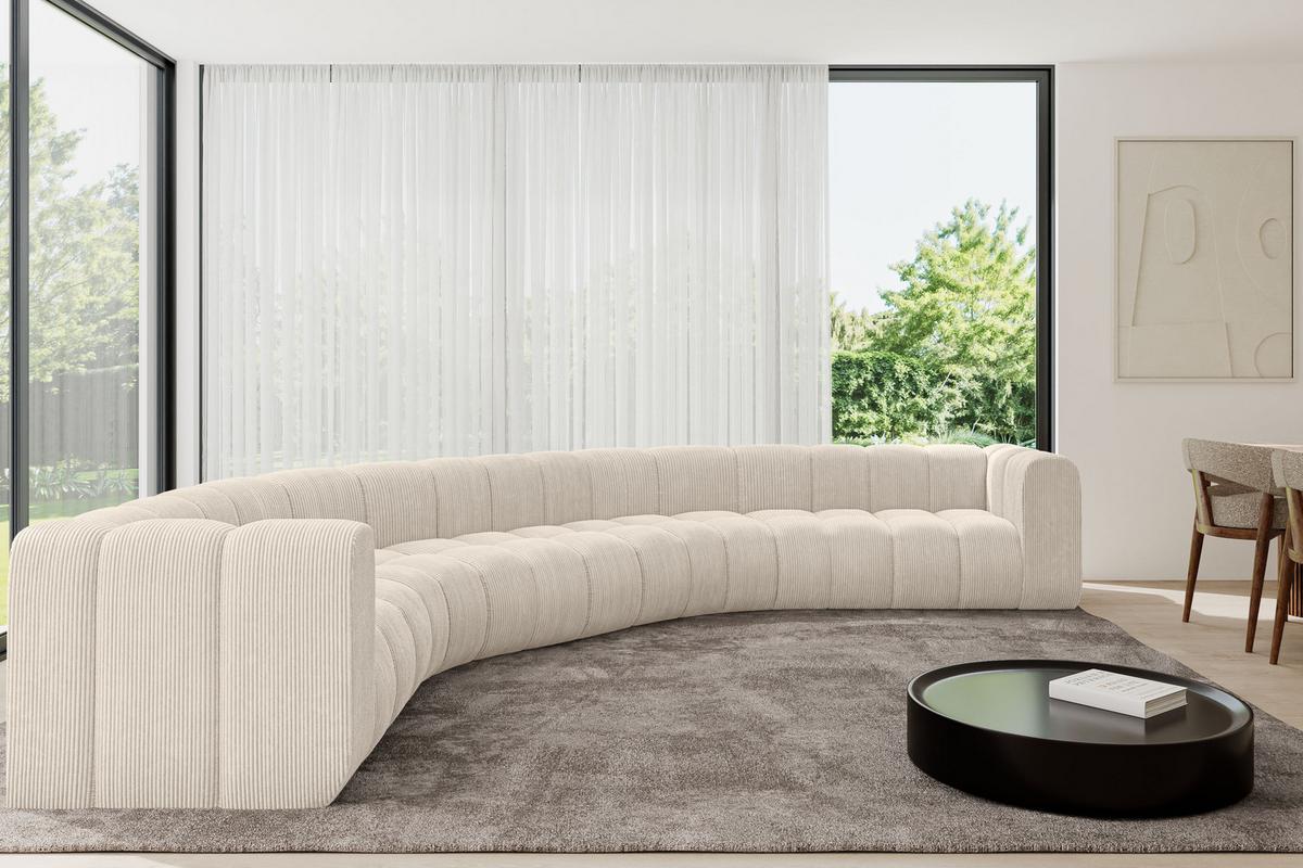 WOHNLANDSCHAFT modulares Sofa Lazro-U1 - 373x373x70 cm Beige - Beige, Holzwerkstoff/Textil (373/70/373cm) - ALTDECOR