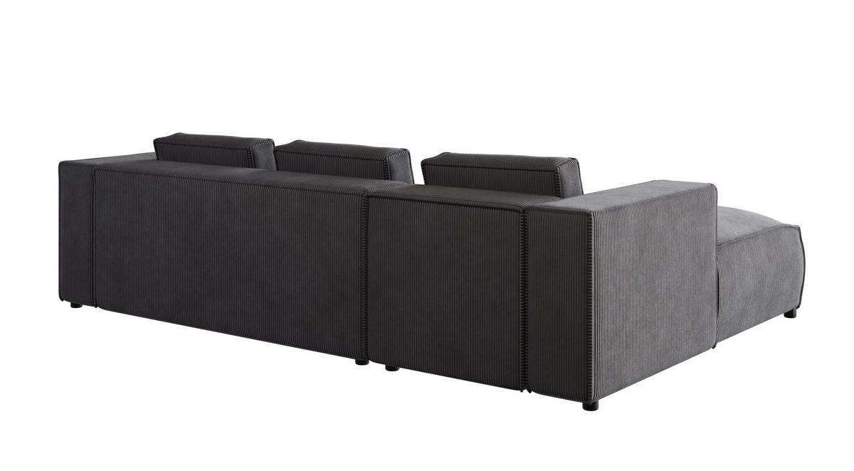 ECKSOFA Nova Grau Cord - Schwarz/Grau, Holz/Kunststoff (262/176cm) - S-Style Möbel