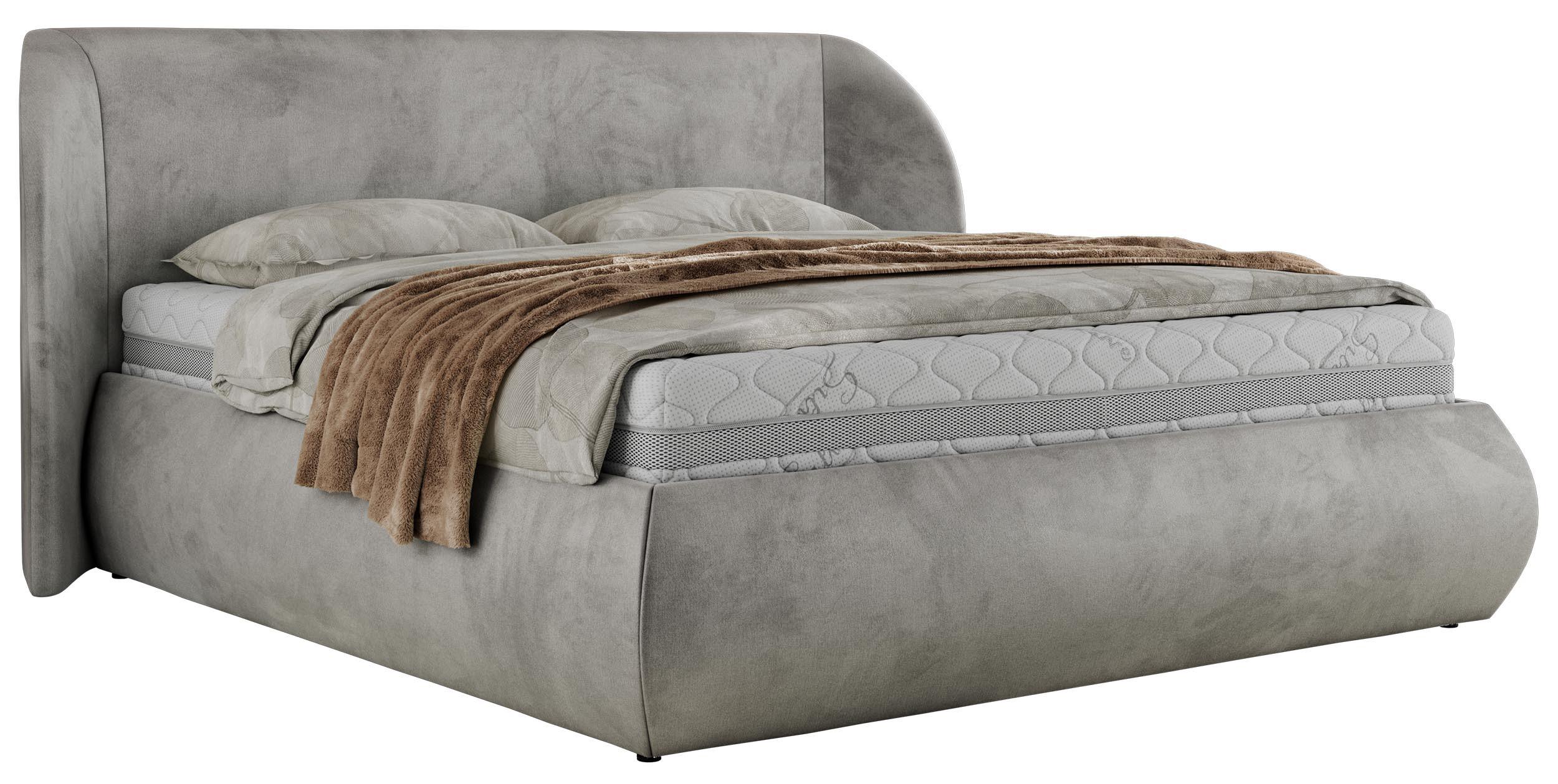 POLSTERBETT CAELA CLASSIC 160/200 - Hellgrau Velvet - Pocket-Matratze - Hellgrau, Textil (160/200cm) - MKS