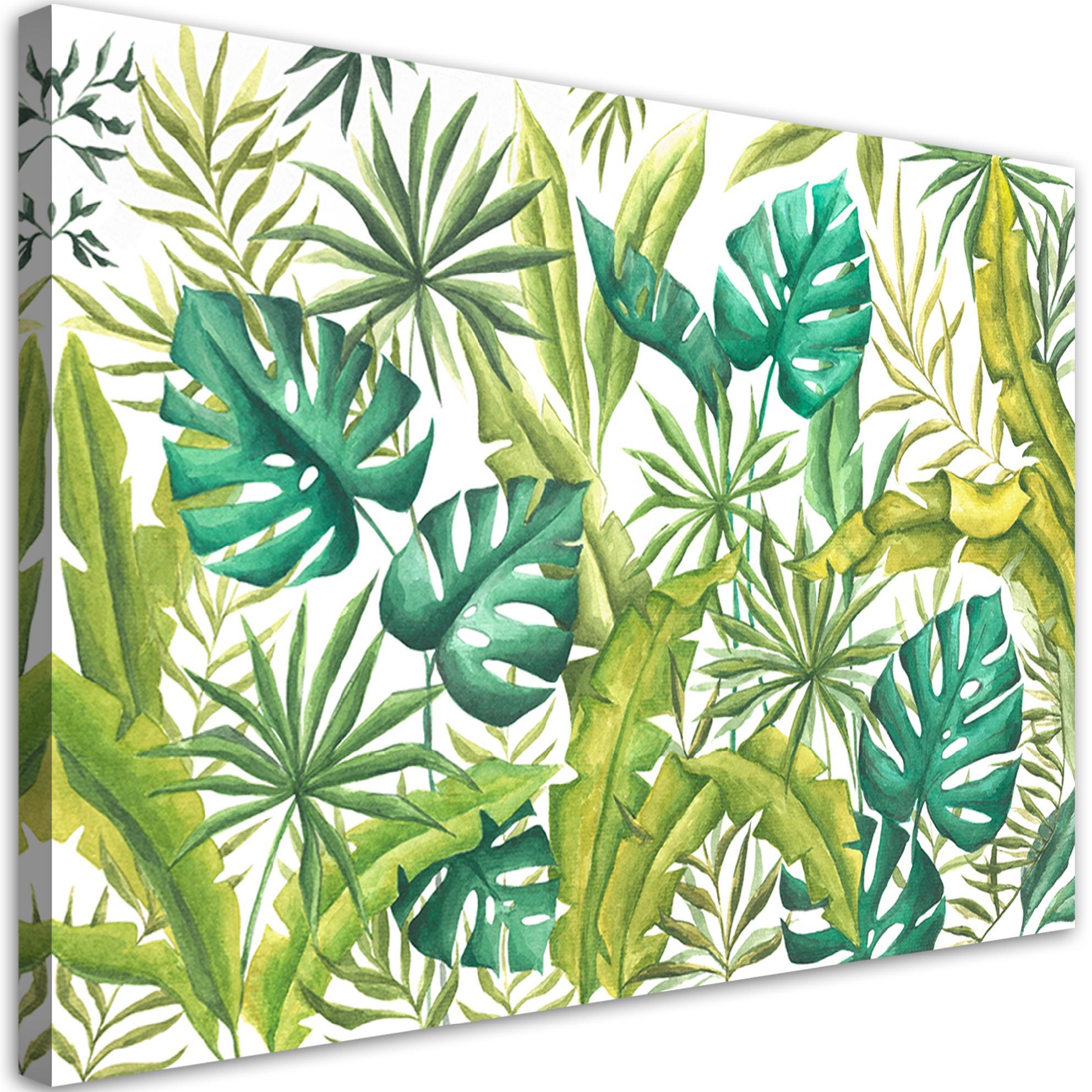 WANDBILD monster's blätter - Weiß, Textil (60/40cm) - Feeby