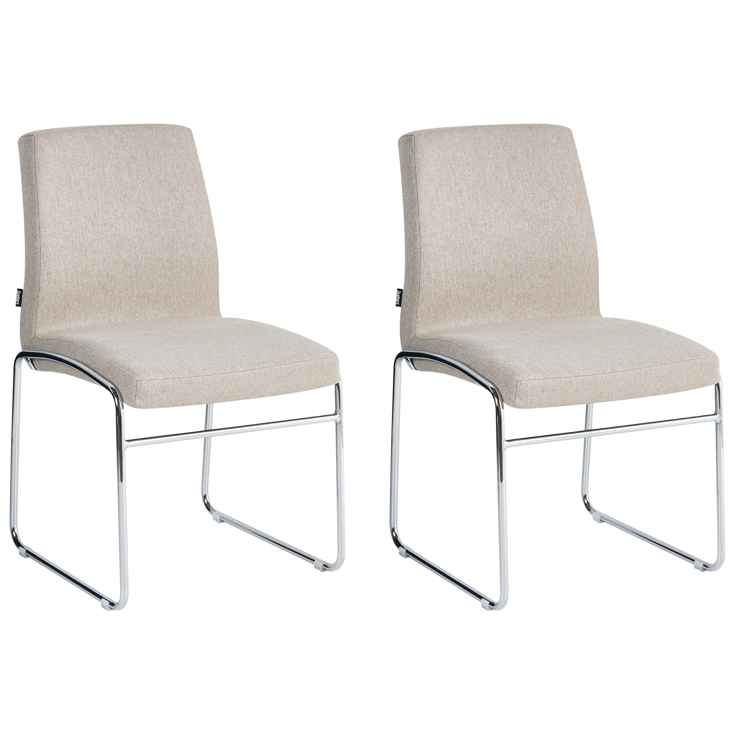 ESSZIMMERSTUHL 2er-Set Stoff Beige Lecco - Beige, Textil (49/85/50cm) - Beliani