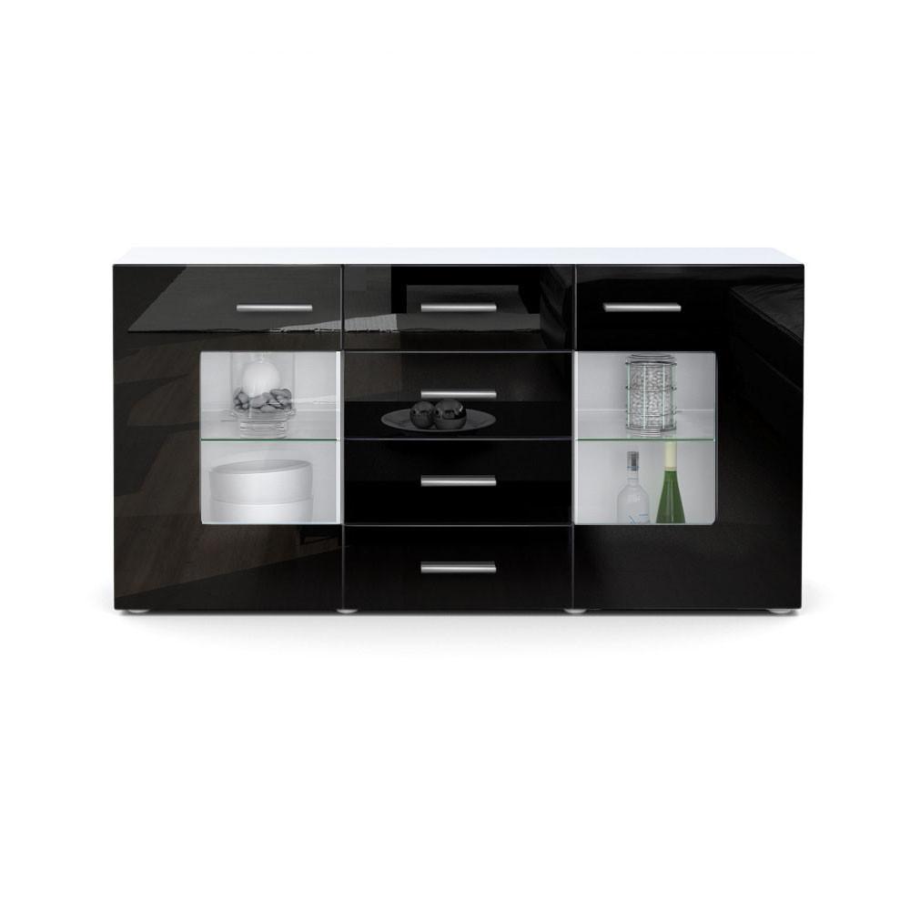SIDEBOARD Noah Schwarz Hochglanz - Schwarz Hochglanz, Holzwerkstoff (139/72/35cm) - Vladon