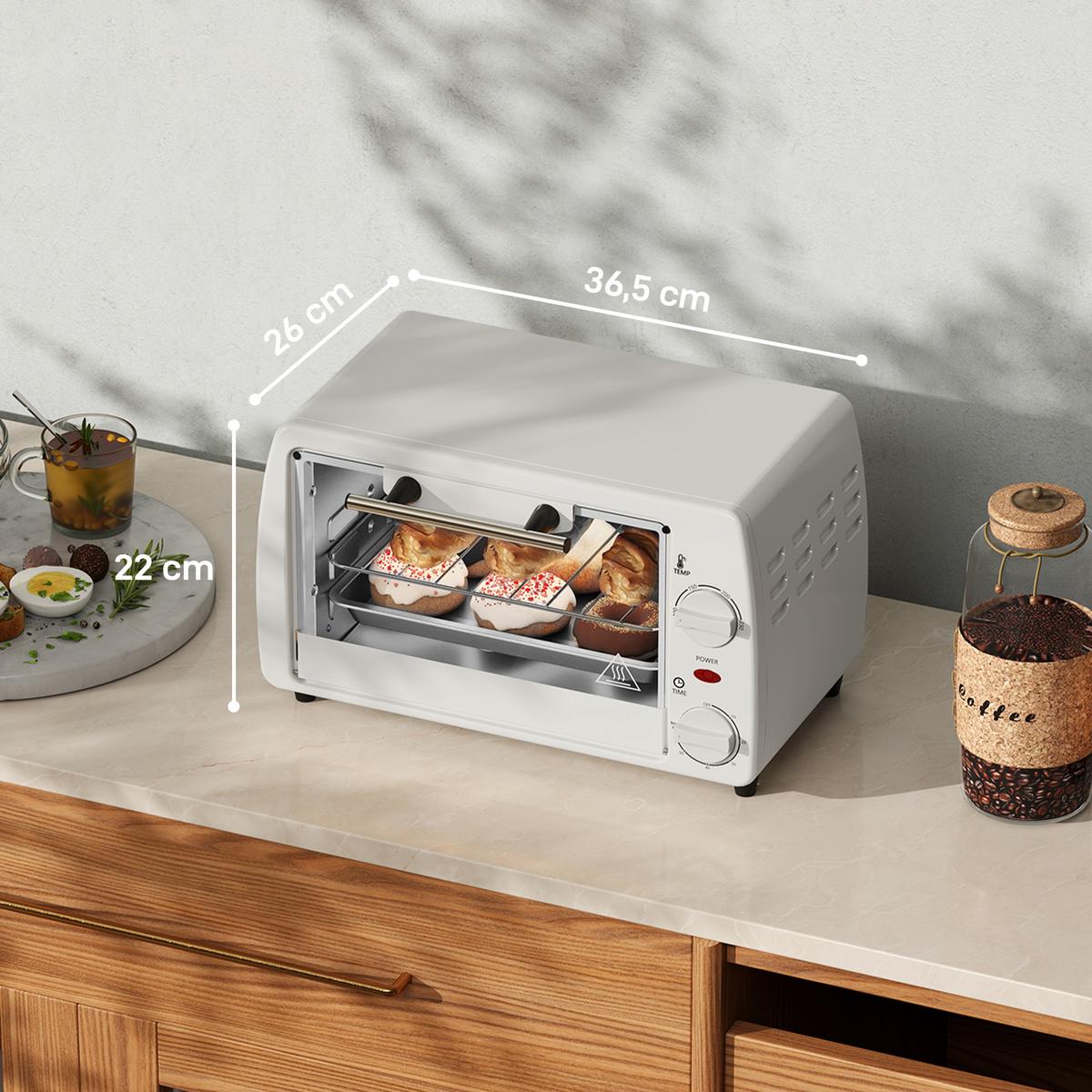MINIBACKOFEN Metall Hartglas Cremeweiß - Creme, Metall (36.5/26/22cm) - HOMCOM