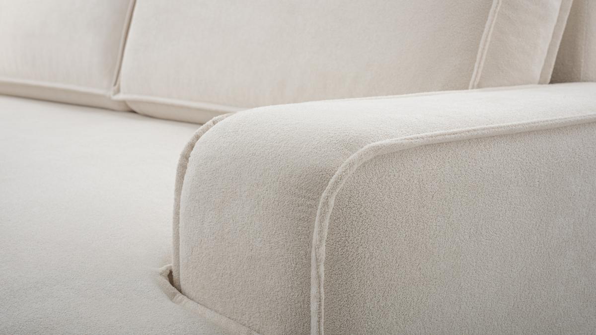 BETTSOFA SOLO Beige Bucle-Stoff mit Schlaffunktion - Beige, Textil (110/94/248cm) - MASSENO