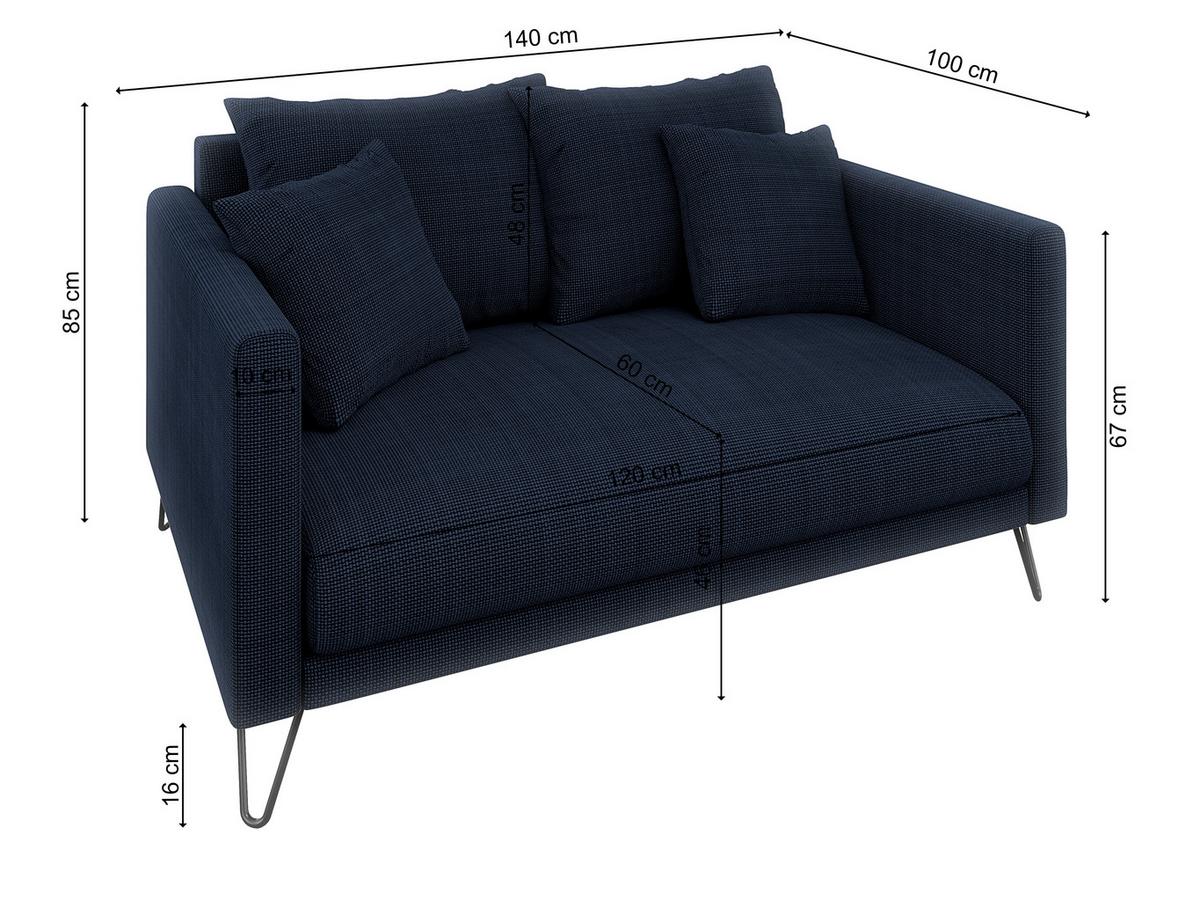 2-SITZER-SOFA Harmony Marineblau Chenille - Schwarz/Dunkelblau, Holz/Textil (140/85/100cm) - S-Style Möbel