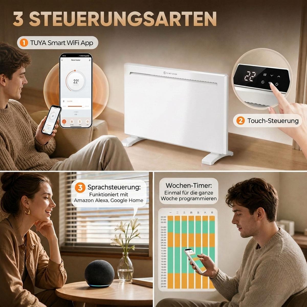 ELEKTROHEIZUNG Stahl Kunststoff Weiß - Weiß, Kunststoff/Metall (21.5/43.5/70cm) - HOMCOM