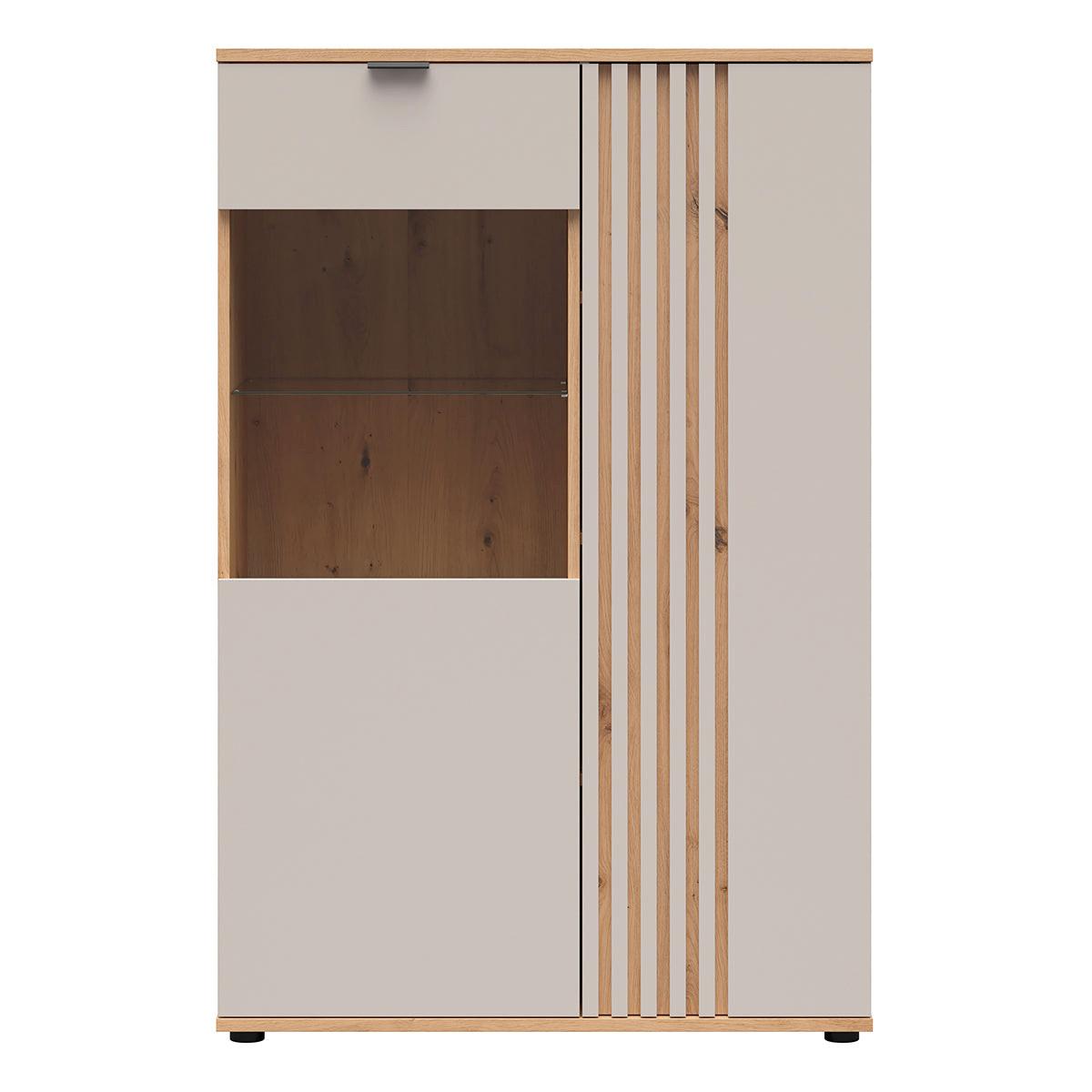 GESCHIRRSCHRANK Ezra Kaschmir - Beige, Holzwerkstoff (90/137.5/40cm) - Petits-meubles