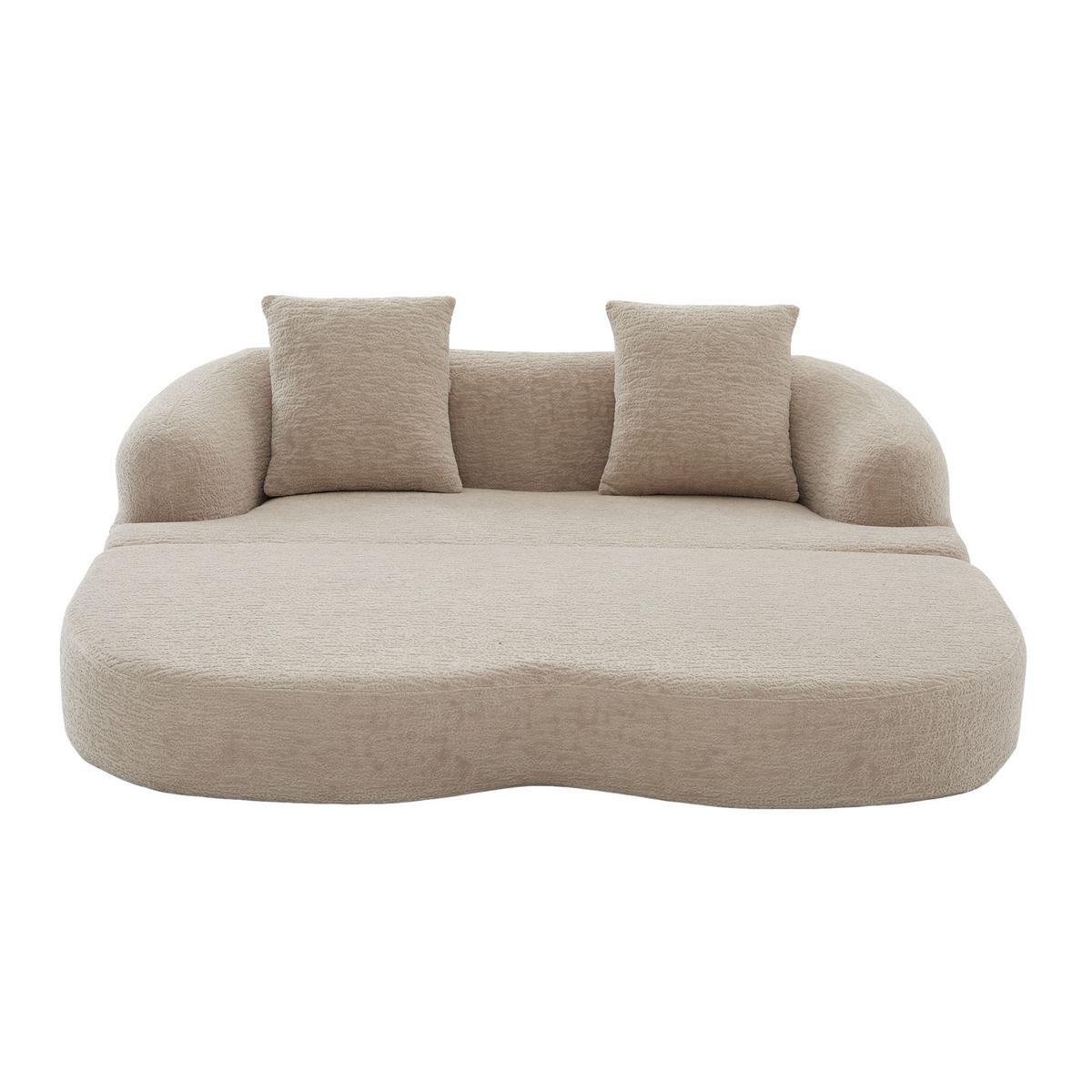 SCHLAFSOFA 2-in-1 Doppelschlafsofa Chenille Ausklappbar - Beige, Textil (157/65/84cm) - Urban Meuble