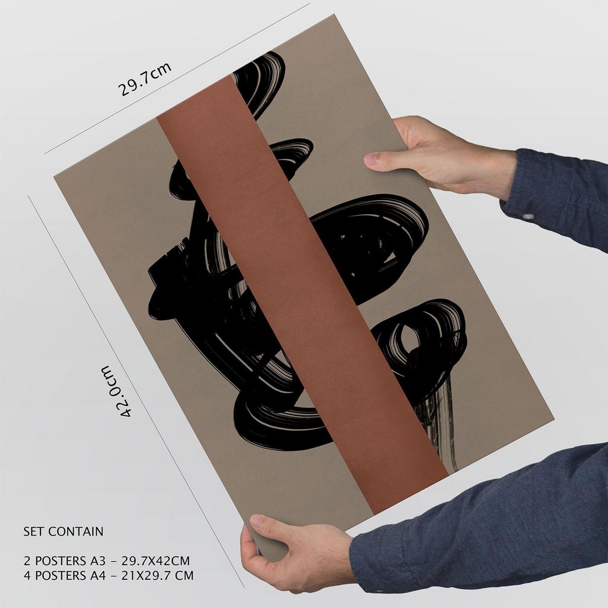 POSTER Set Mit 6 Utopisches Handwerk In Form Abstracts Ästhetische Dekorative Gemälde Für Ihr Wohnzimmer, Schlafzimmer, Zuhause A3 & A4 Rahmenlos - Klar, Papier (29/3cm) - Nacnic