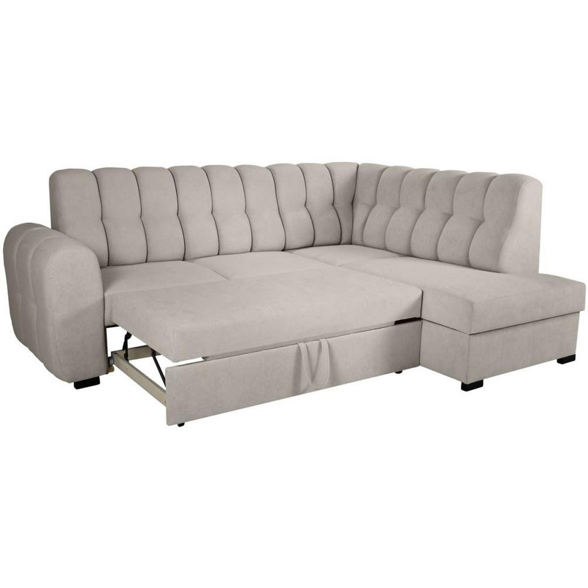 ECKSCHLAFSOFA Zoja rechts cappuccino - Schwarz/Cappuccino, Textil (261/193cm) - Beautysofa