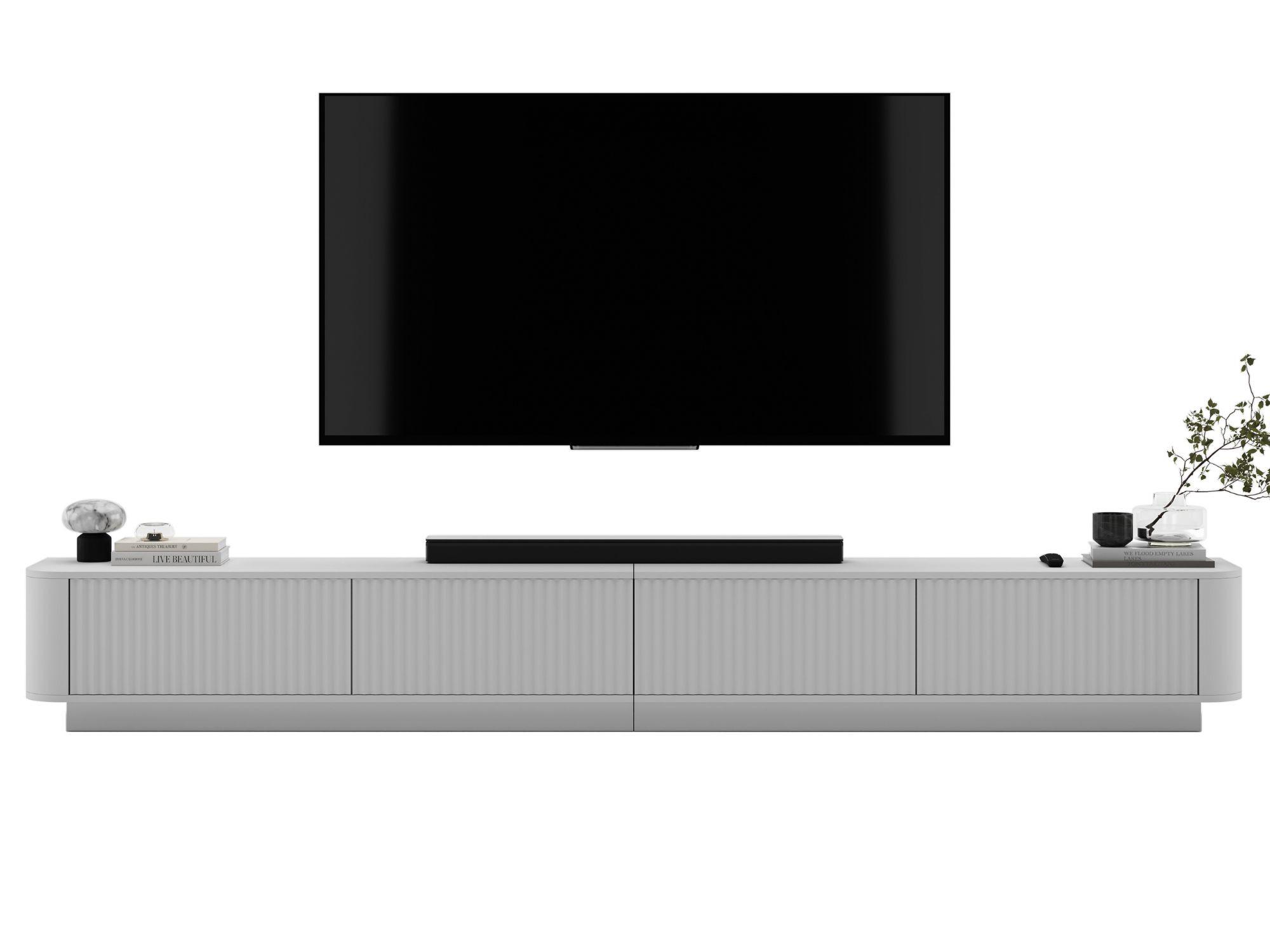 TV-LOWBOARD 2er-Set Aurora Weiß matt 280 cm mit Sockel - Weiß, Holzwerkstoff (280/37/35cm) - Meble Lindner