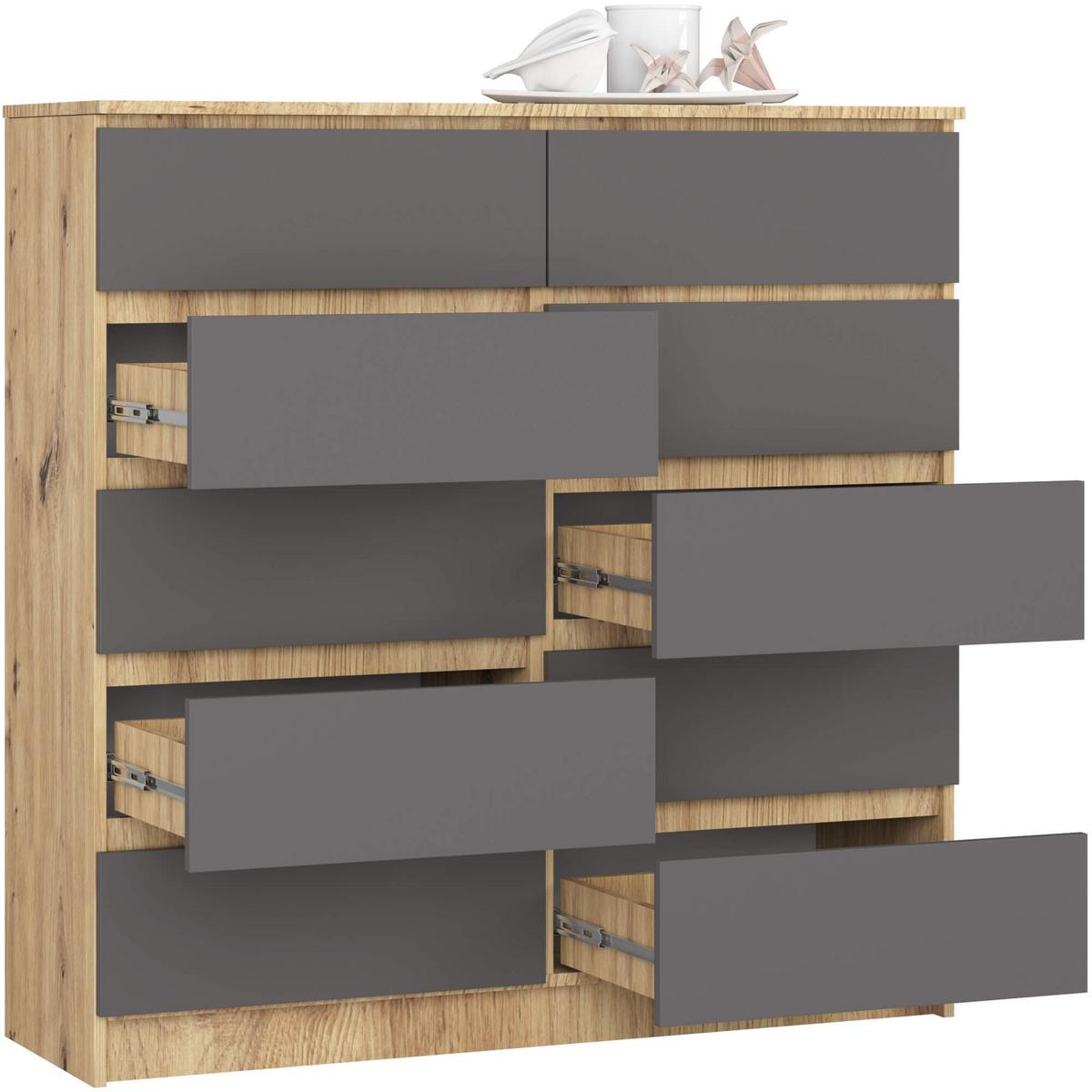 KOMMODE Eiche Artisan, Graphit Grau 121/120/40 - Eiche Artisan, Holzwerkstoff (120/121/40cm) - RAUMHIRSCH FURNITURE