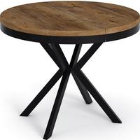 ESSTISCH Ross runder ausziehbarer, Lefkas Eiche 120-200/120/76 cm - Alteiche/Schwarz, Holzwerkstoff/Metall (120/200/76cm) - WFL GROUP
