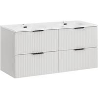 DOPPELWASCHTISCH Niva hängend geriffelt in Weiß Matt 121/59/46 cm - Multicolor/Weiß, Holzwerkstoff/Kunststoff (121/58.5/46cm) - WFL GROUP