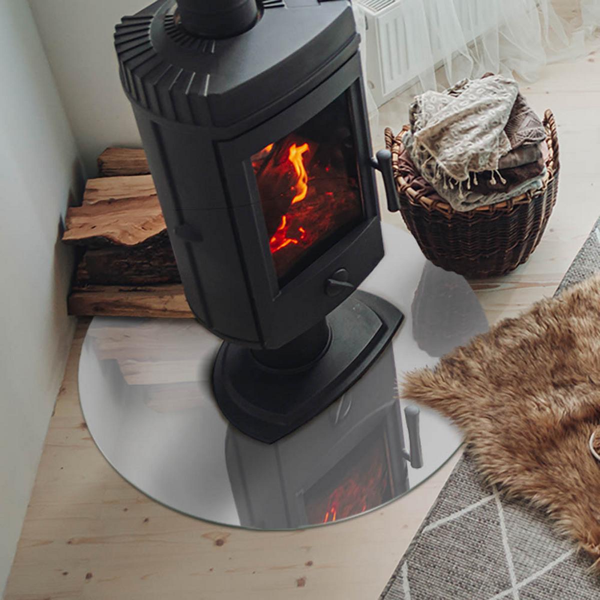 GLASPLATTE für Kamin Ø 70 cm - Grau, Glas (70/70/0.4cm) - TULUP
