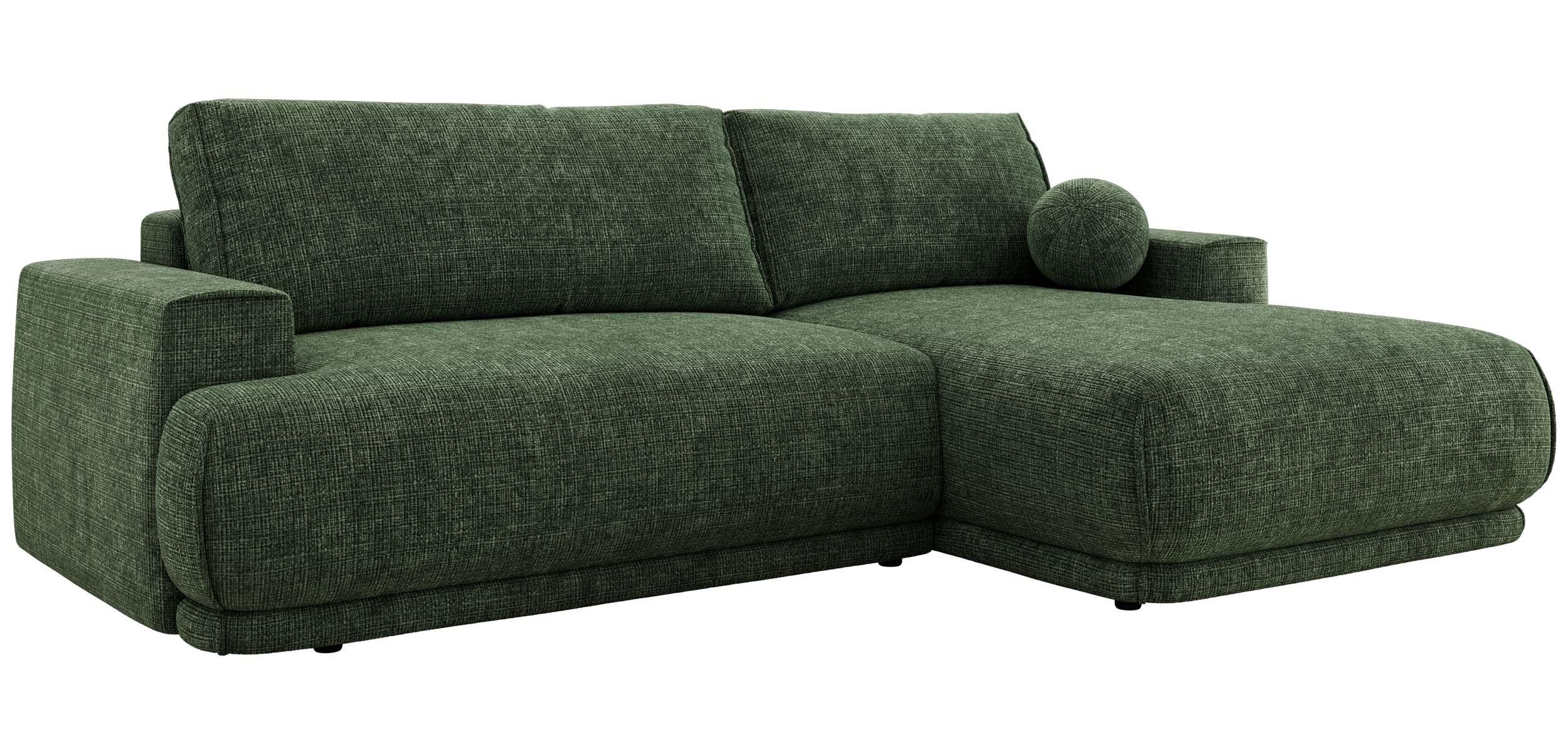 ECKSCHLAFSOFA RINA L Dunkelgrün Schenille grob gewebt - rechts - Dunkelgrün/Schwarz, Kunststoff/Textil (170/267cm) - MKS