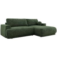 ECKSCHLAFSOFA RINA L Dunkelgrün Schenille grob gewebt - rechts - Dunkelgrün/Schwarz, Kunststoff/Textil (170/267cm) - MKS