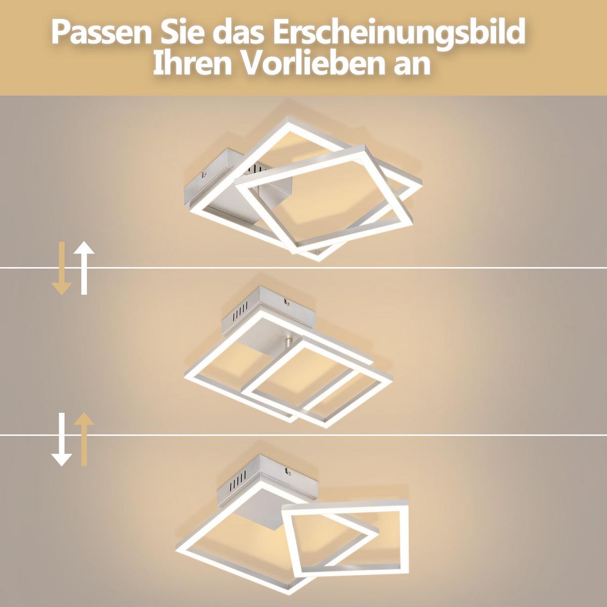 LED DECKENLEUCHTE Elwynne 34.5/34.5/6.7 cm - Silberfarben, Kunststoff (34.5/34.5/6.7cm) - ZMH