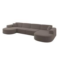 WOHNLANDSCHAFT MARI-U2 - 388x171x79 cm Braun Bouclé - Schwarz/Braun, Holzwerkstoff/Kunststoff (388/79/171cm) - ALTDECOR