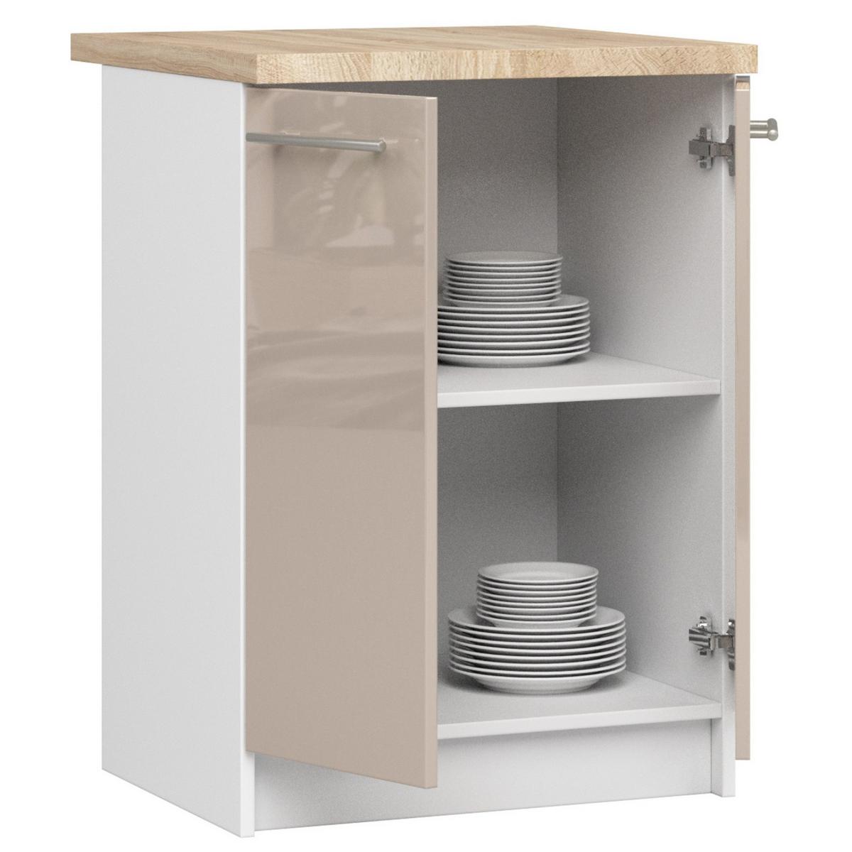 UNTERSCHRANK Weiß, Cappuccino Glanz 85/60/46 - Weiß/Cappuccino, Holzwerkstoff (60/85/46cm) - RAUMHIRSCH FURNITURE