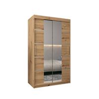 SCHWEBETÜRENSCHRANK 200/120/62 2-türig - Silberfarben/Eiche Artisan, Holz/Kunststoff (120/200/62cm) - MÖBEL KRYSPOL